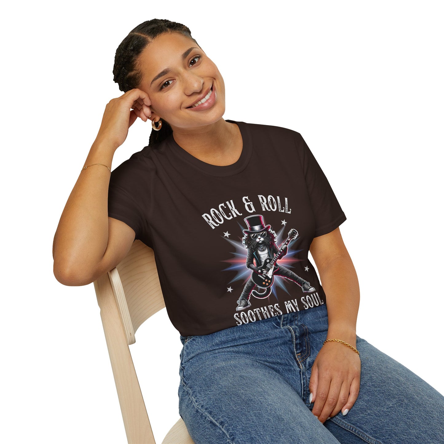Rock & Roll Cat T-Shirt — "rock & roll, soothes my soul"
