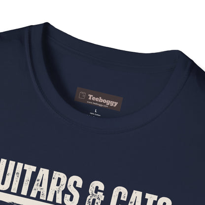 Guitars & Cats Make Me Happy T-Shirt — Cool Cat Playing Guitar Tee