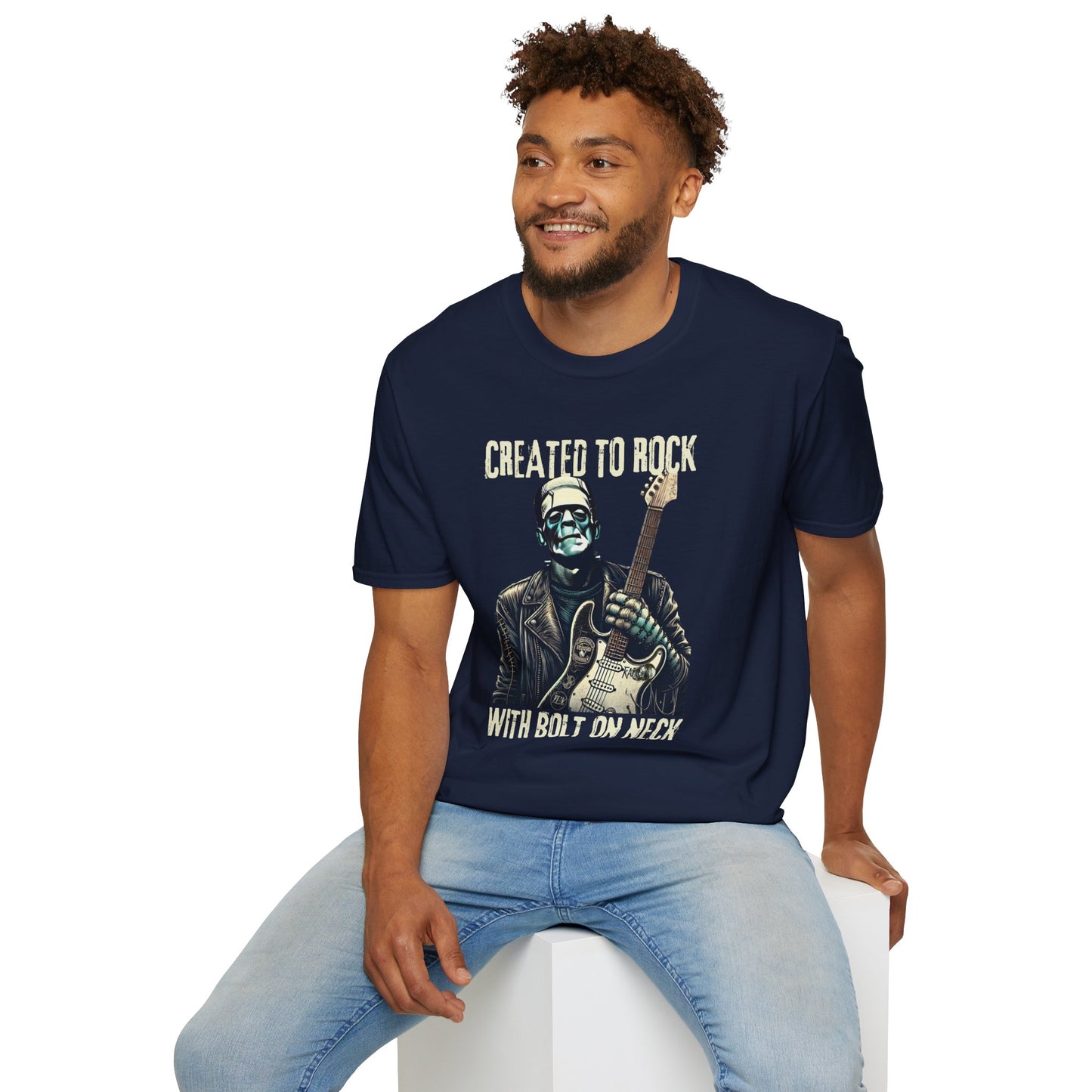 Crafted To Rock, With Bolt-on Neck, Frankenstein With Guitar, T-Shirt.