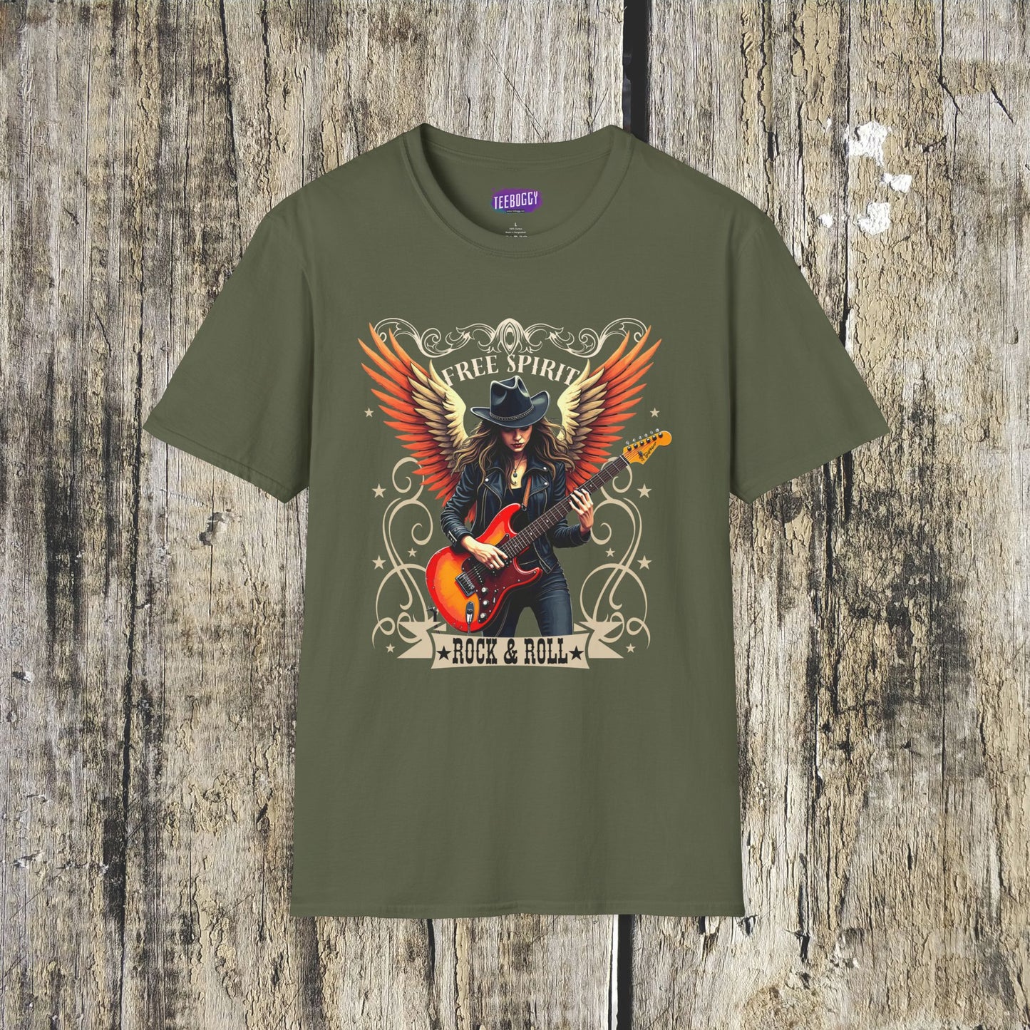 Rock & Roll Winged Guitar Girl T-Shirt