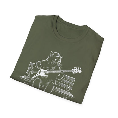 Bass Cat T‑Shirt — Cat Playing Bass Guitar for Music Lovers