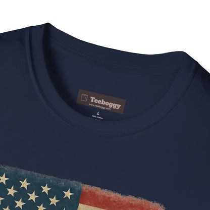 Rock & Roll T-Shirt — "In Rock & Roll We Trust" USA Flag Patriotic Tee