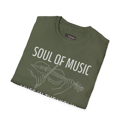 Violin Line Art Tee — "Soul of Music Lives in the Violin"