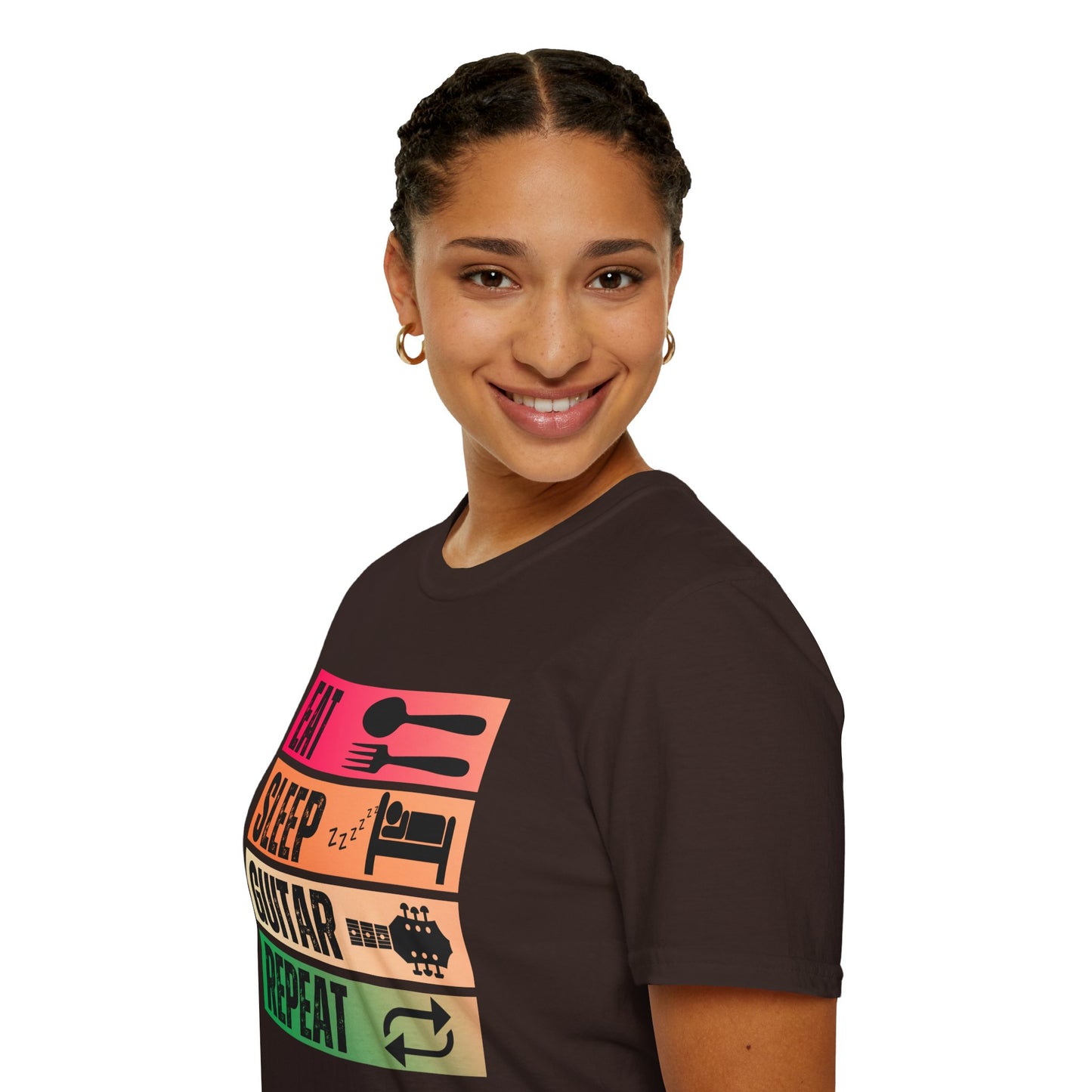 Eat Sleep Guitar Repeat, T-Shirt — Guitarist Day Planner Tee