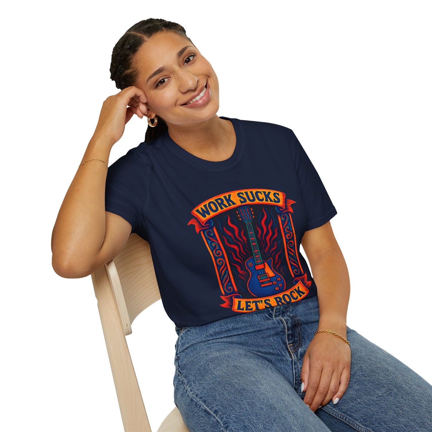 Work Sucks, Let’s Rock T-Shirt — Rock Guitar Graphic Tee