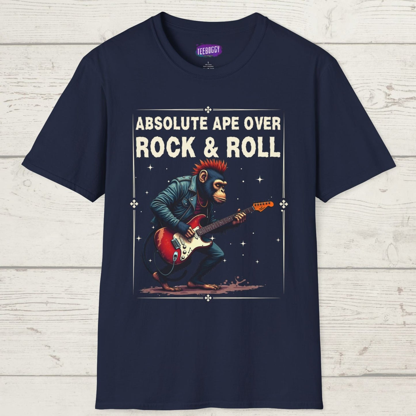 Funny Rocker Monkey Unisex T-Shirt - Absolute Ape Over Rock & Roll