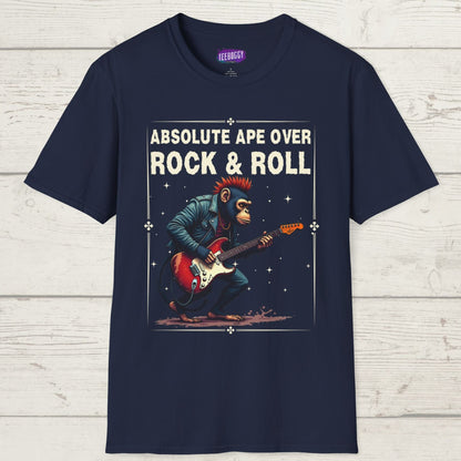 Funny Rocker Monkey Unisex T-Shirt - Absolute Ape Over Rock & Roll