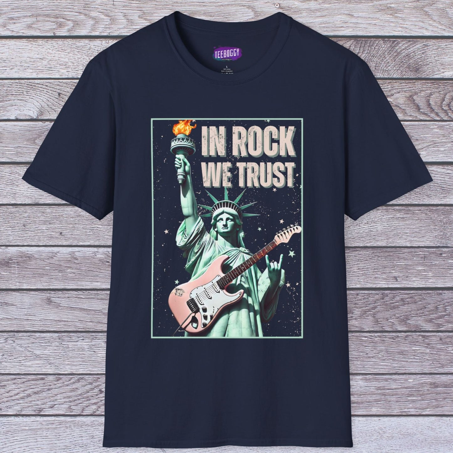 Patriotic Rock T-Shirt - 'In Rock We Trust' | Softstyle
