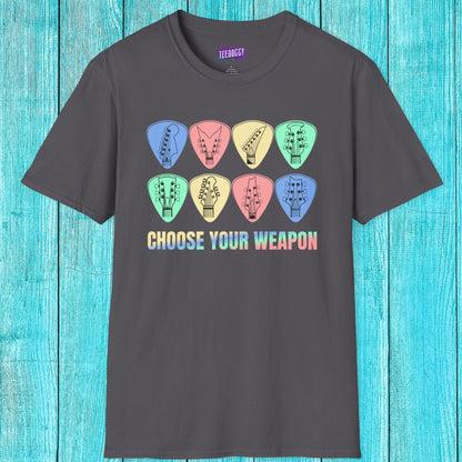 Guitar Plectrum T-Shirt - Choose Your Weapon