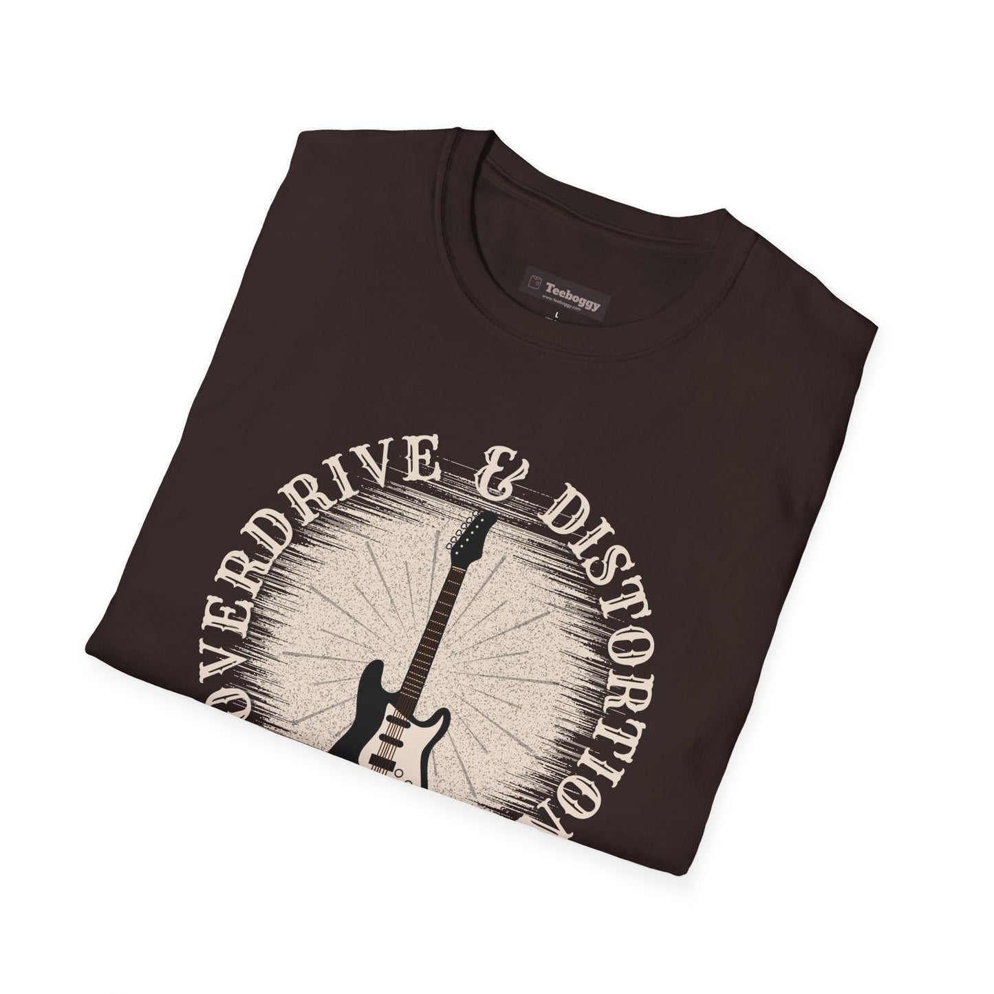 Overdrive & Distortion Guitar T-Shirt — Retro Stratocaster Design