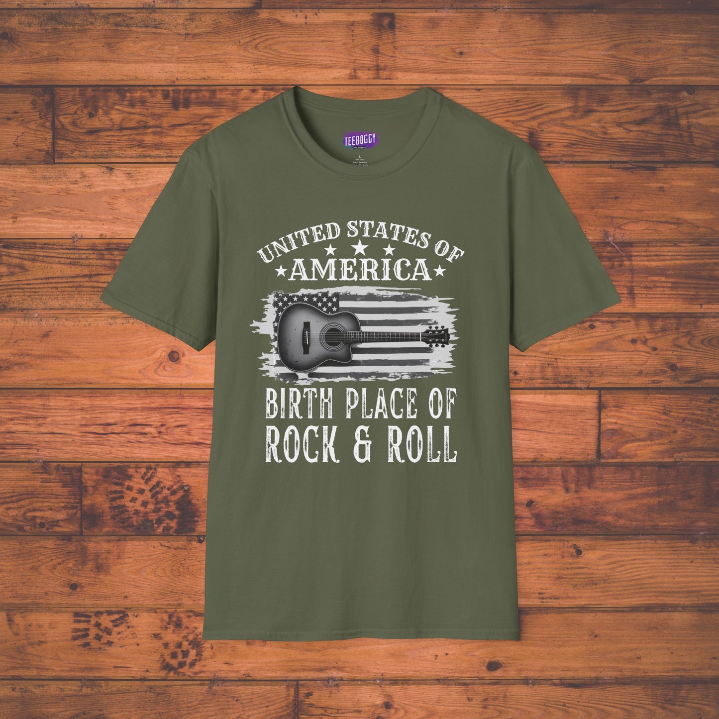 Graphic Tee USA Rock and Roll Acoustic Guitar T-Shirt
