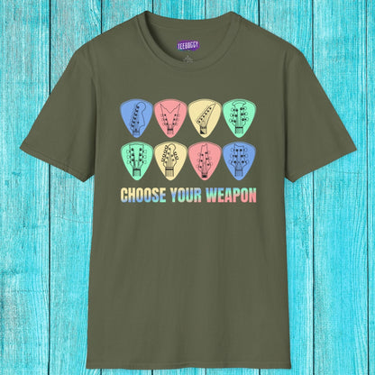 Guitar Plectrum T-Shirt - Choose Your Weapon