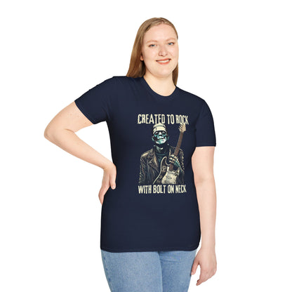 Crafted To Rock, With Bolt-on Neck, Frankenstein With Guitar, T-Shirt.
