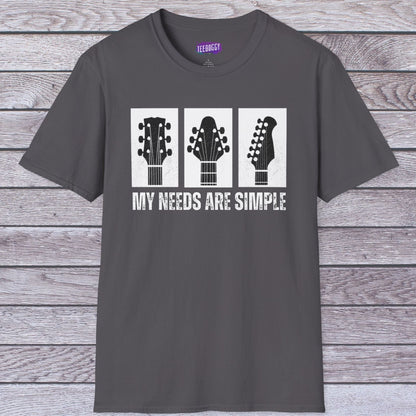 Guitar Headstocks T-Shirt - My Needs Are Simple