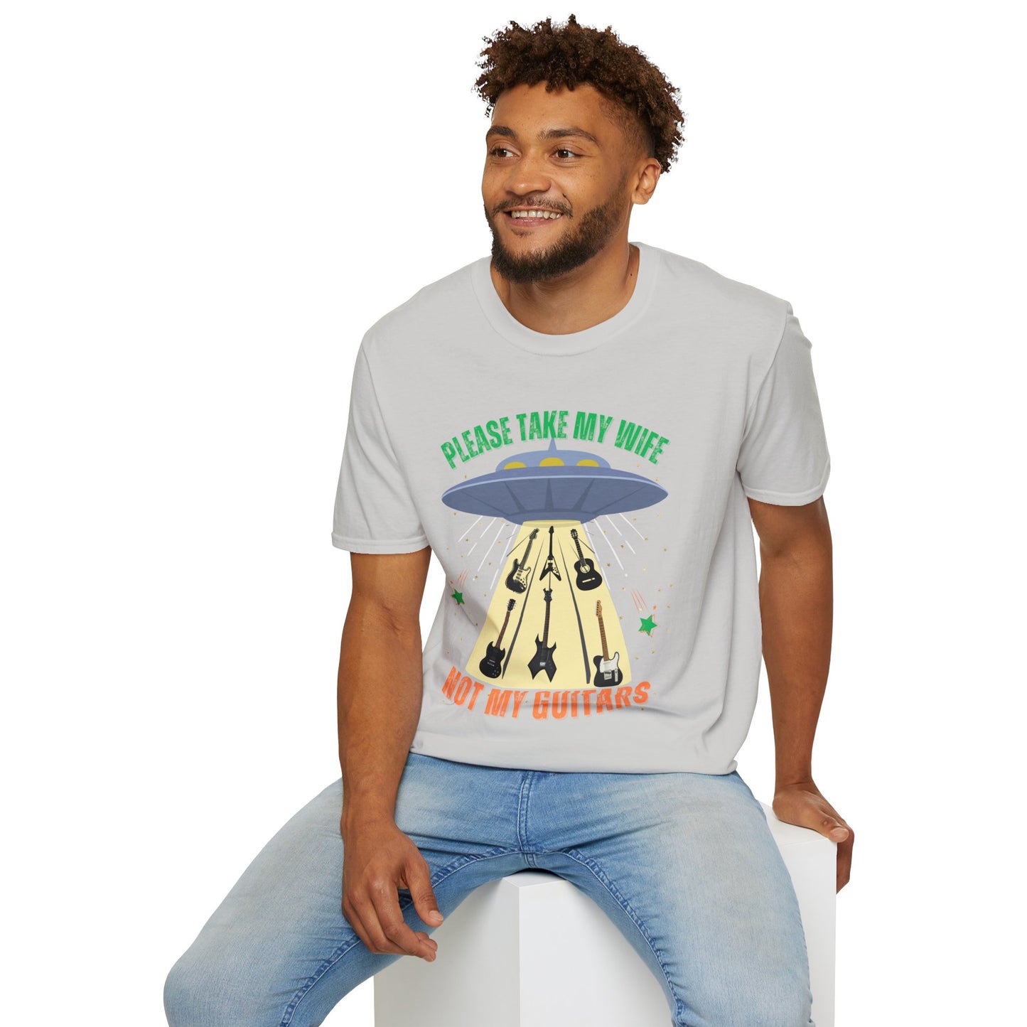Alien Spaceship Abducting Guitars T-Shirt