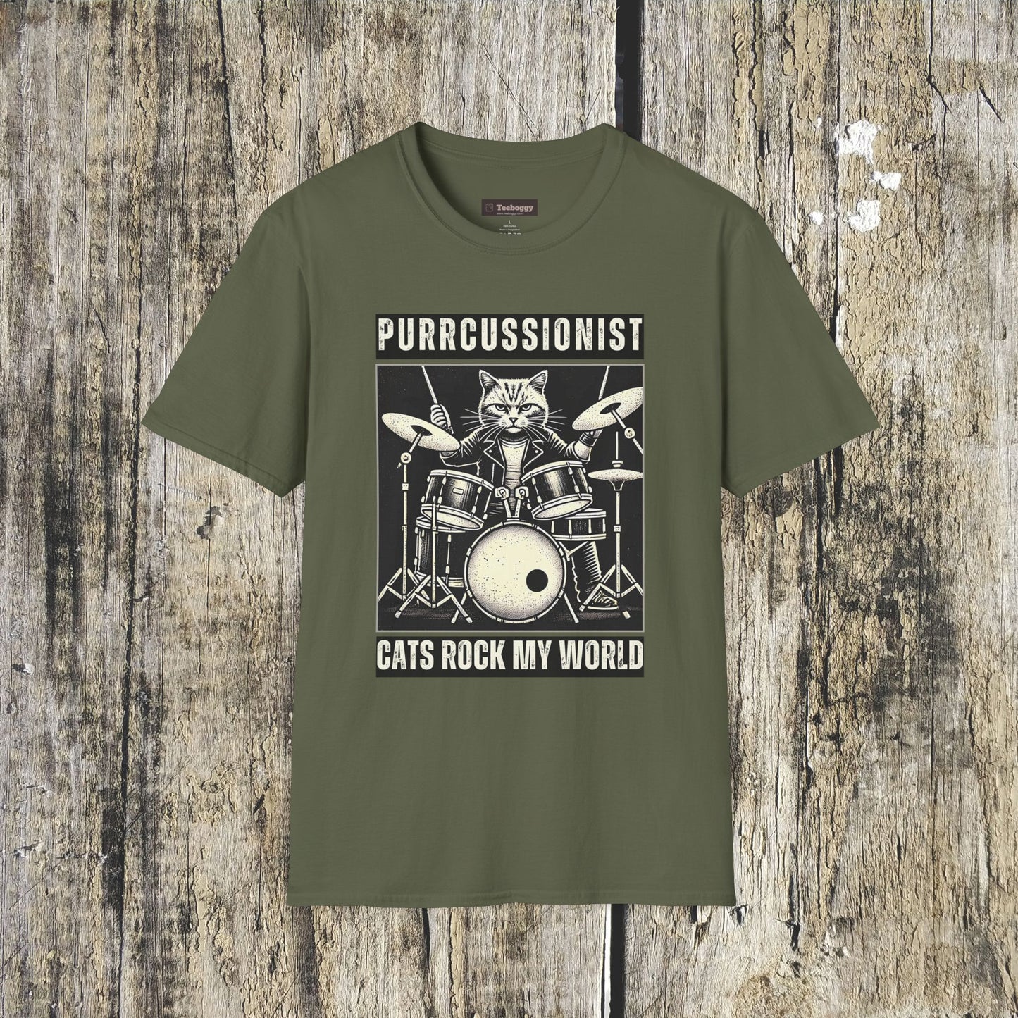 Purrcussionist Cat Drummer T-Shirt — Cats Rock My World