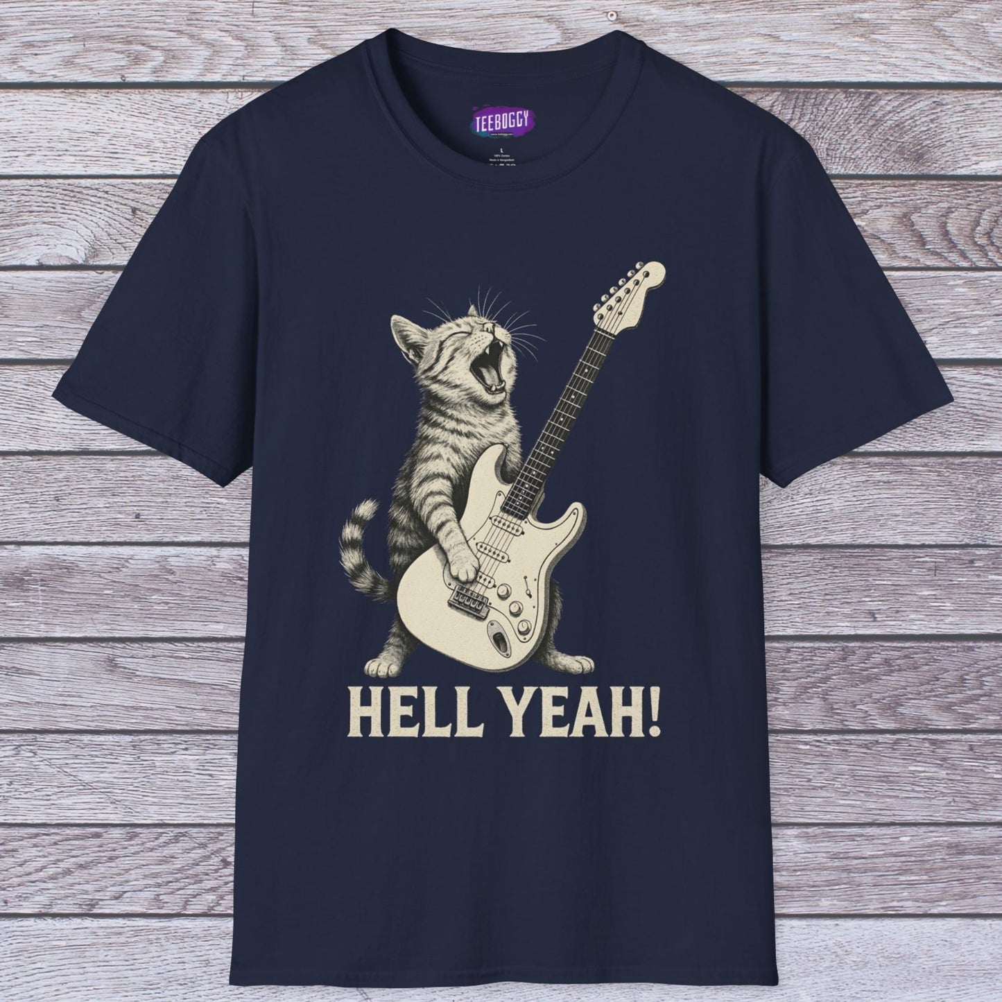 Cat Rock Unisex T-Shirt - Hell Yeah Guitarist Tee