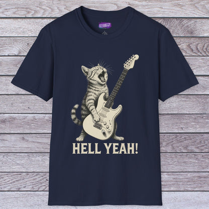 Cat Rock Unisex T-Shirt - Hell Yeah Guitarist Tee