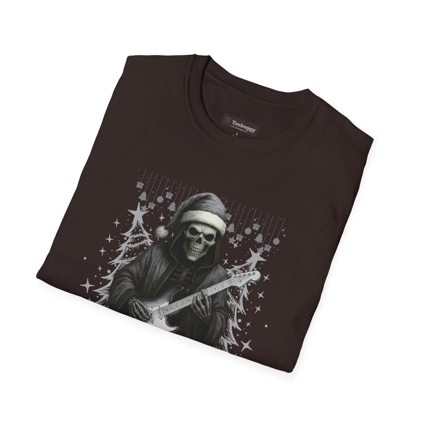 Merry Rocking Christmas Skeleton Santa T-Shirt