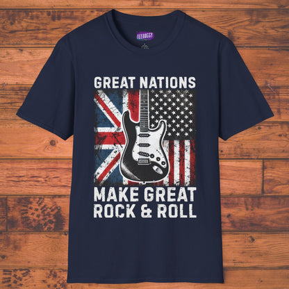 Graphic T-Shirt - UK & USA Flags - Great Nations Make Great Music