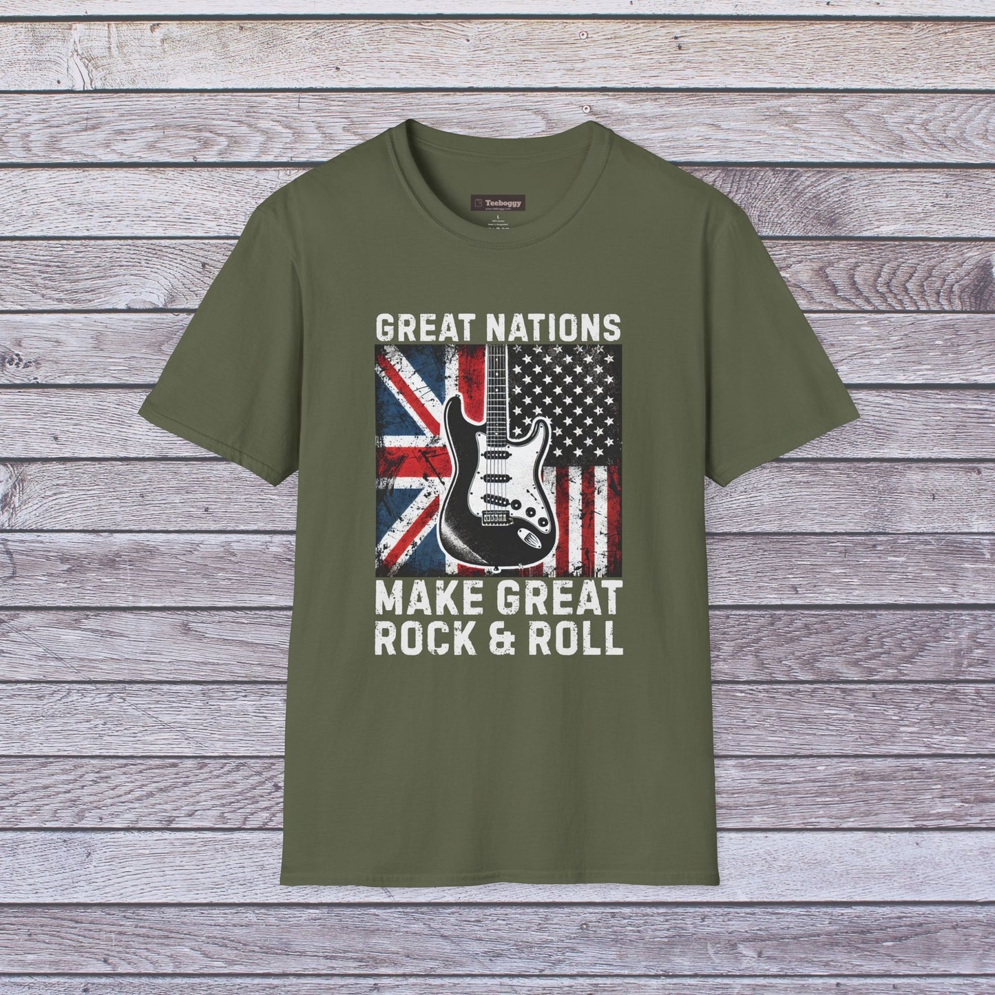 Great Nations Make Great Rock and Roll T-Shirt — USA & UK Flag Rock Tee