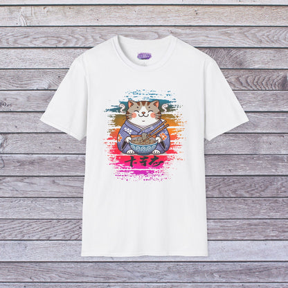 Cat Kimono T-Shirt with Love & Peace Japanese Calligraphy