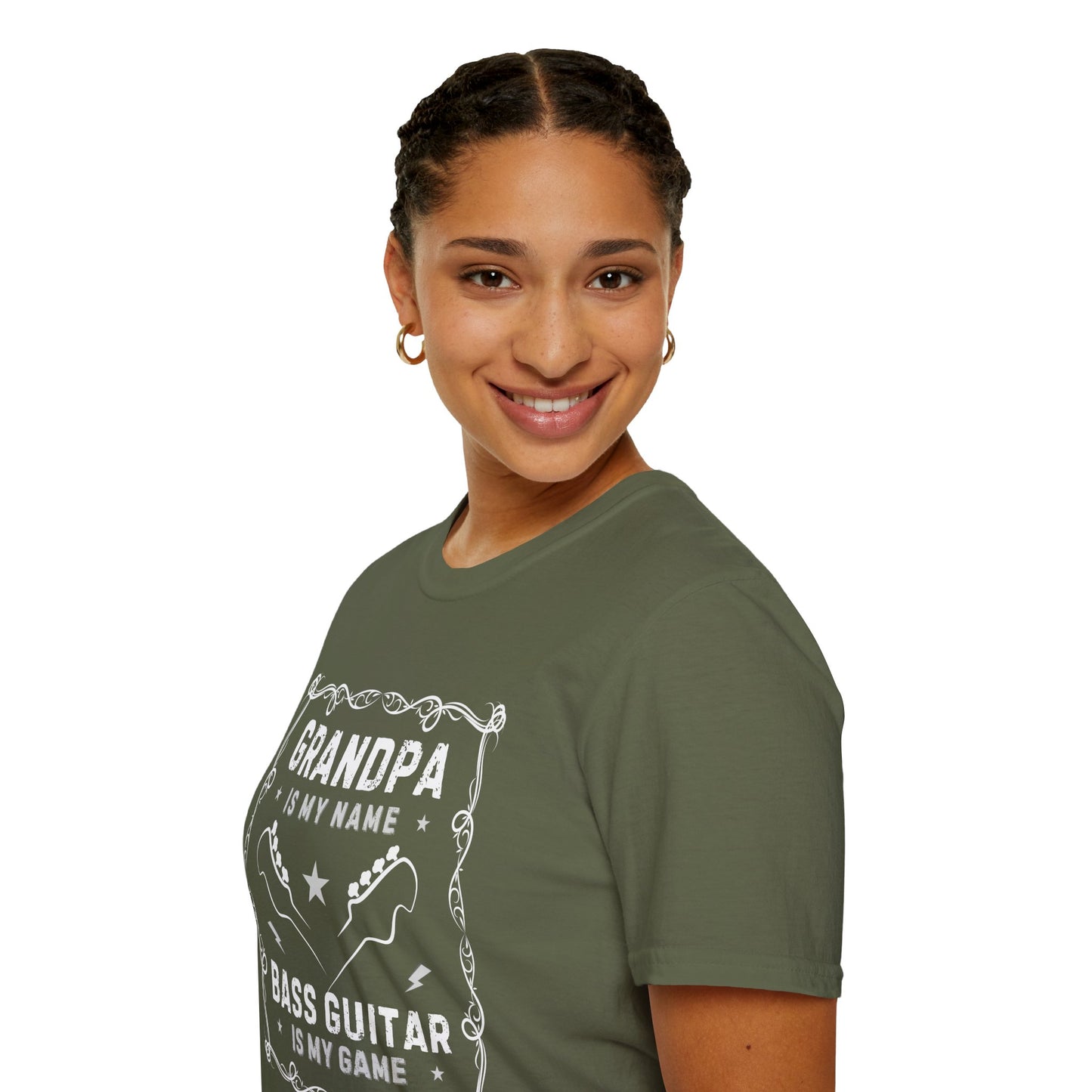Grandpa Is My Name, Bass Guitar Is My Game T-Shirt — Bassist Grandpa Tee