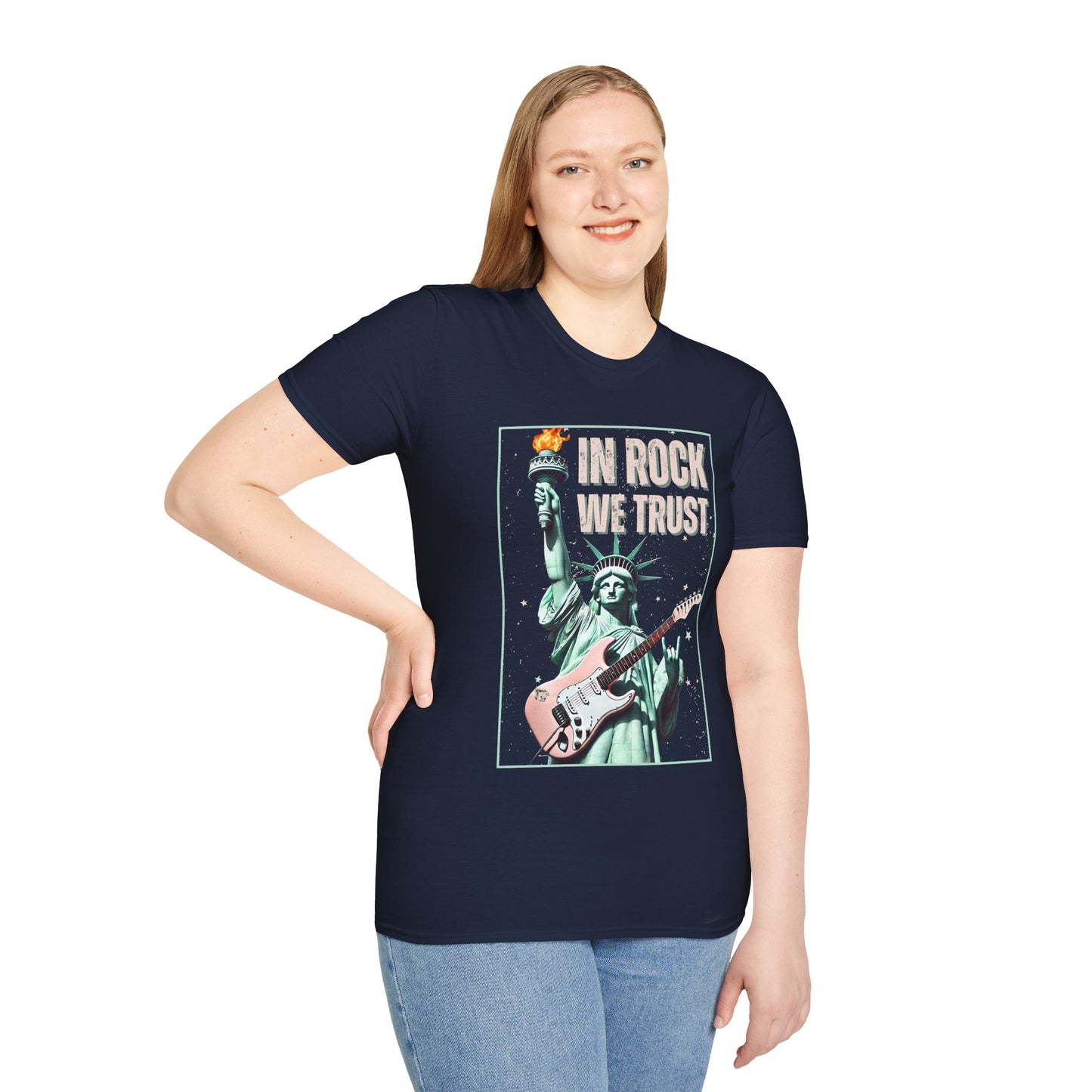 Patriotic Rock T-Shirt - 'In Rock We Trust' | Softstyle