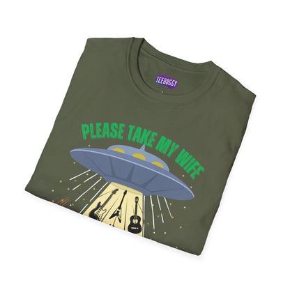 Alien Spaceship Abducting Guitars T-Shirt