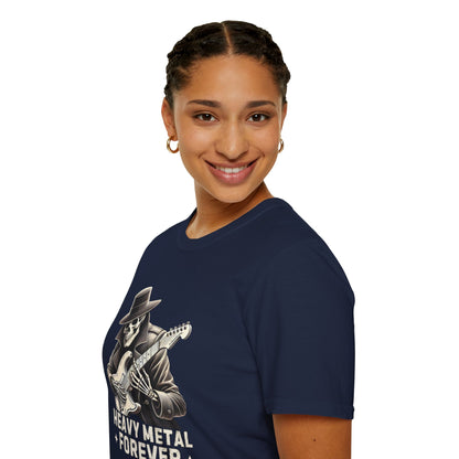Heavy Metal Forever T-Shirt — Skeleton Rocker Guitar Tee