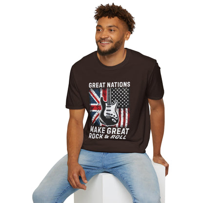 Great Nations Make Great Rock and Roll T-Shirt — USA & UK Flag Rock Tee
