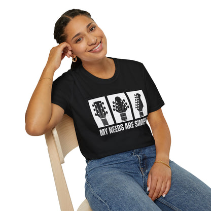 Guitar Headstocks Tee — "My Needs Are Simple!"