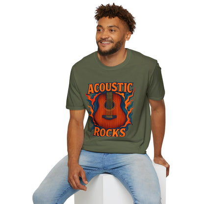 Acoustic Guitar T-Shirt — "Acoustic Rocks" Folk & Rock Tee