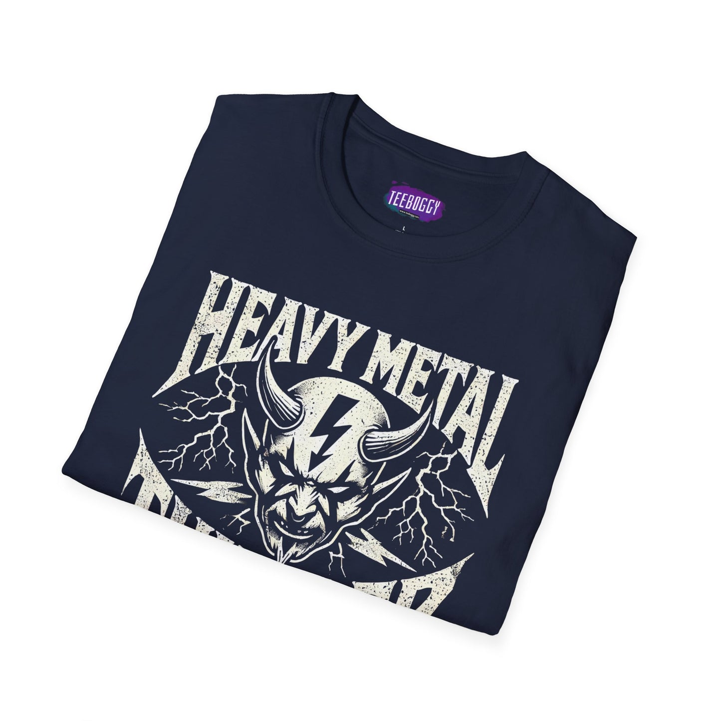 Heavy Metal T-Shirt with Devil's Horns & Thunder Bolt Design