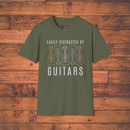 Easily Distracted By Guitars T-Shirt — Guitar Design for Guitar Lovers