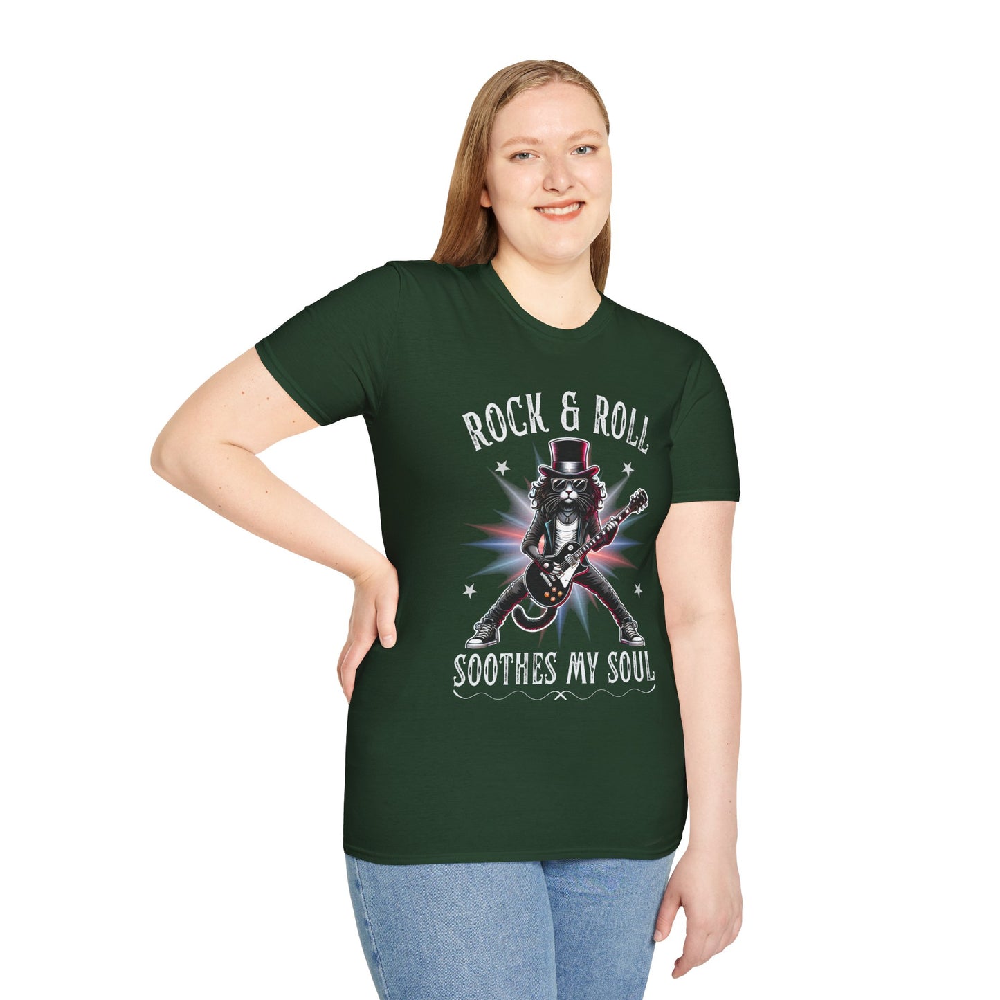 Rocker Cat T-Shirt, Rock & Roll, Soothes My Soul Design