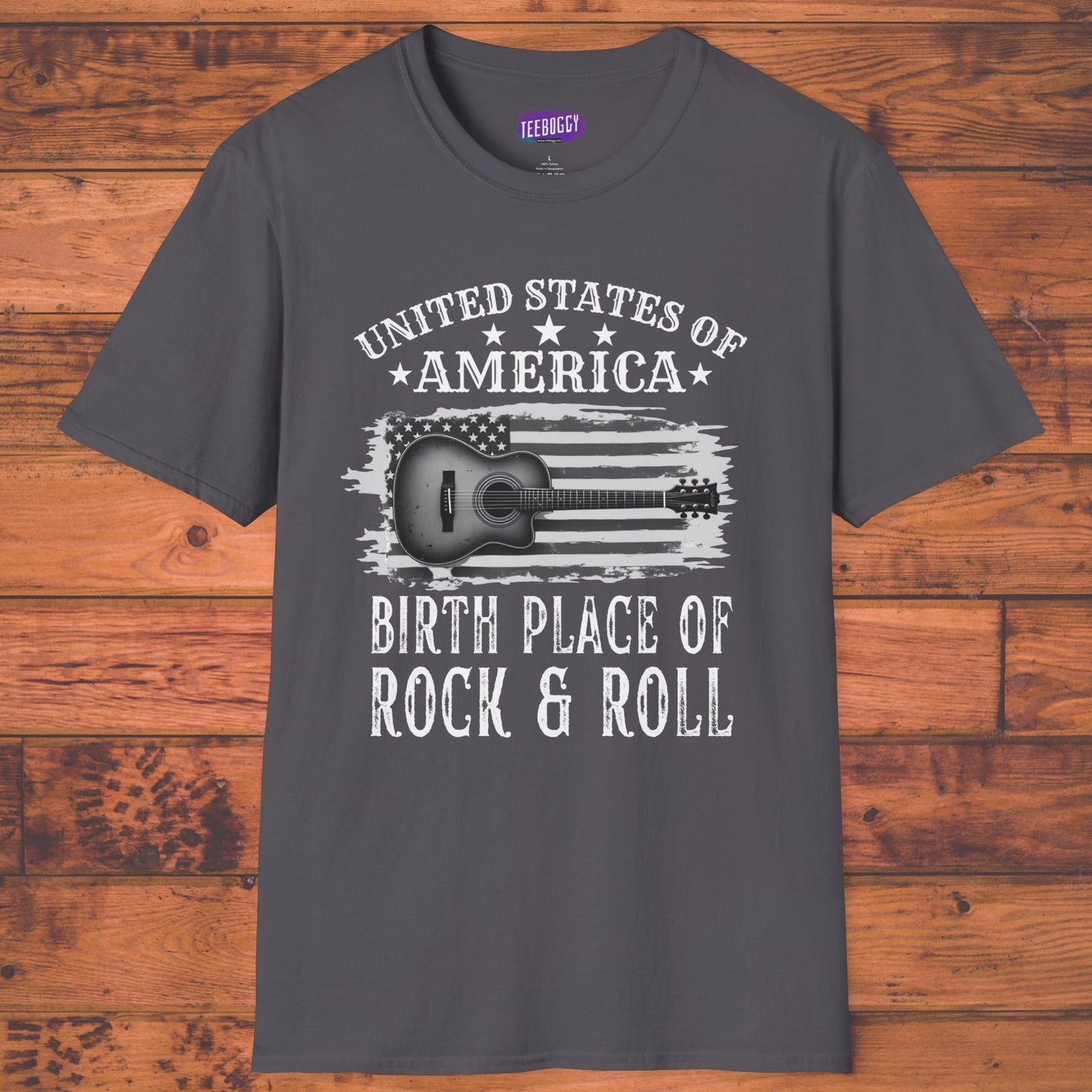 Graphic Tee USA Rock and Roll Acoustic Guitar T-Shirt