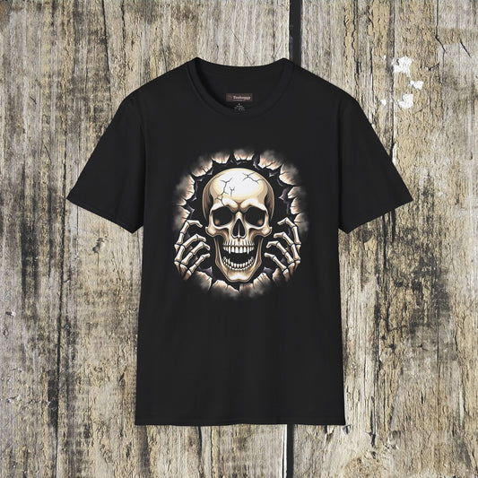 Skull Ripping Through T‑Shirt — Horror Metal Graphic Tee