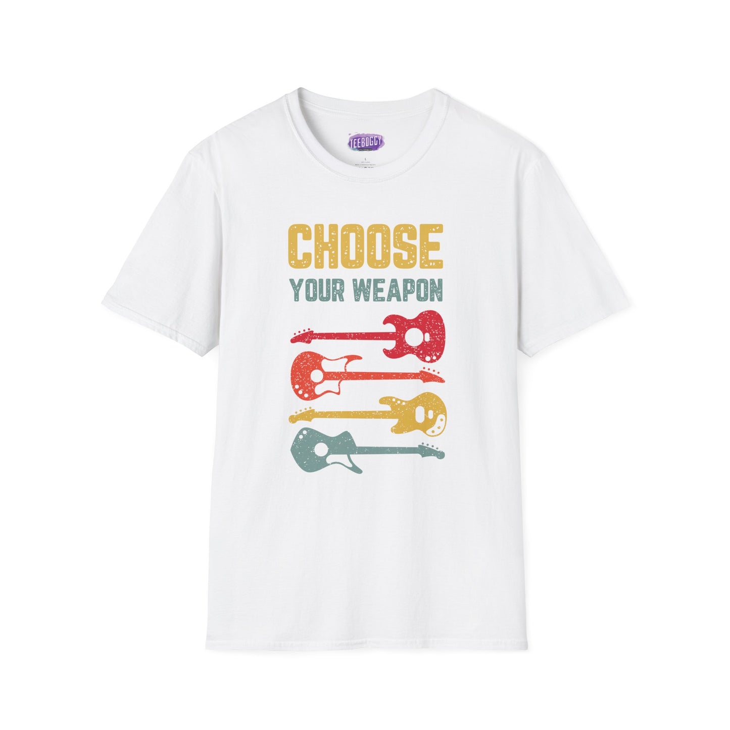 Guitar T-Shirt with 'Choose Your Weapon' Slogan