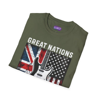Graphic T-Shirt - UK & USA Flags - Great Nations Make Great Music