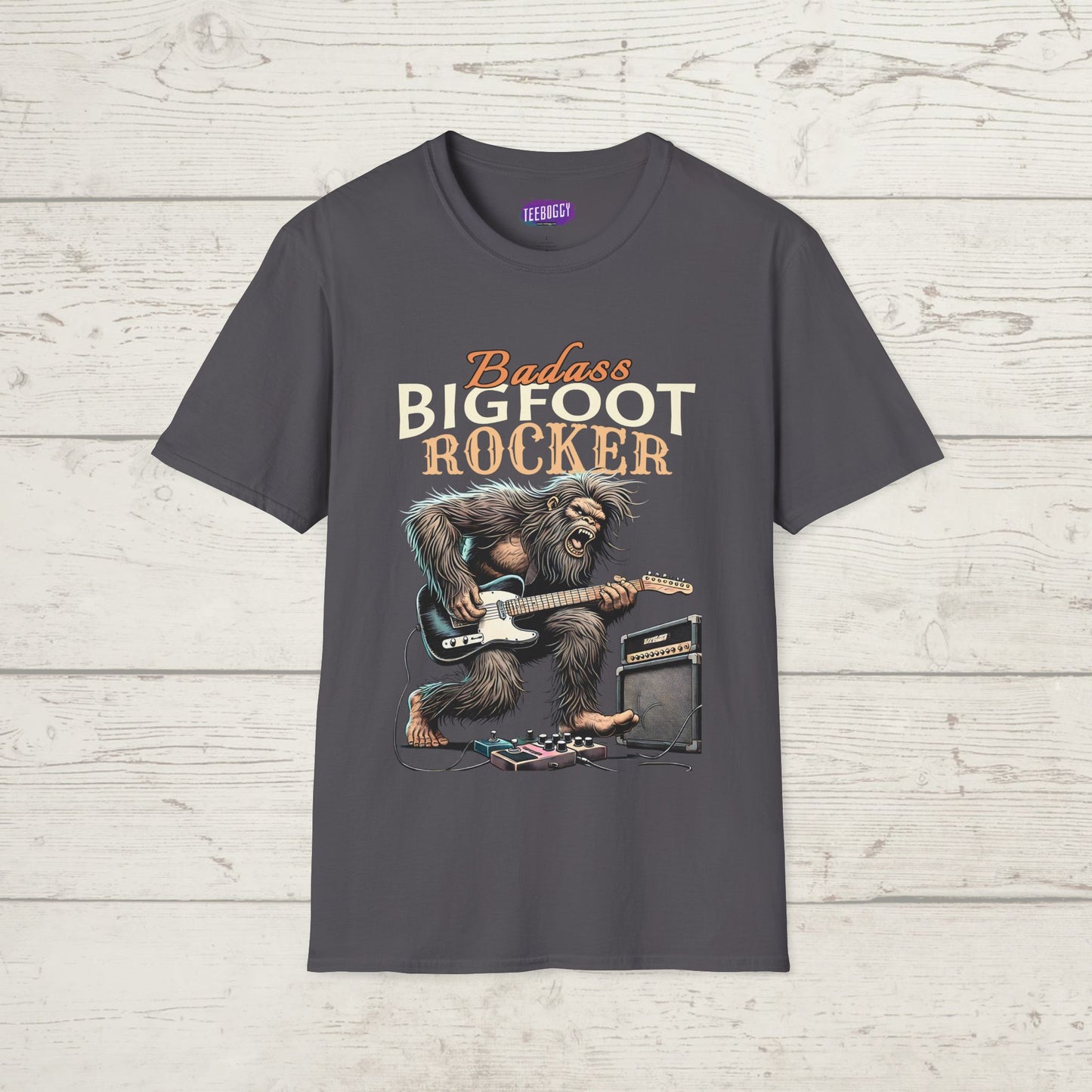 Sasquatch Rocker T-Shirt - Badass Bigfoot Guitar Tee