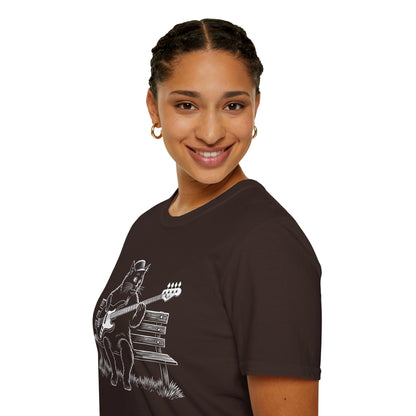 Bass Cat T‑Shirt — Cat Playing Bass Guitar for Music Lovers