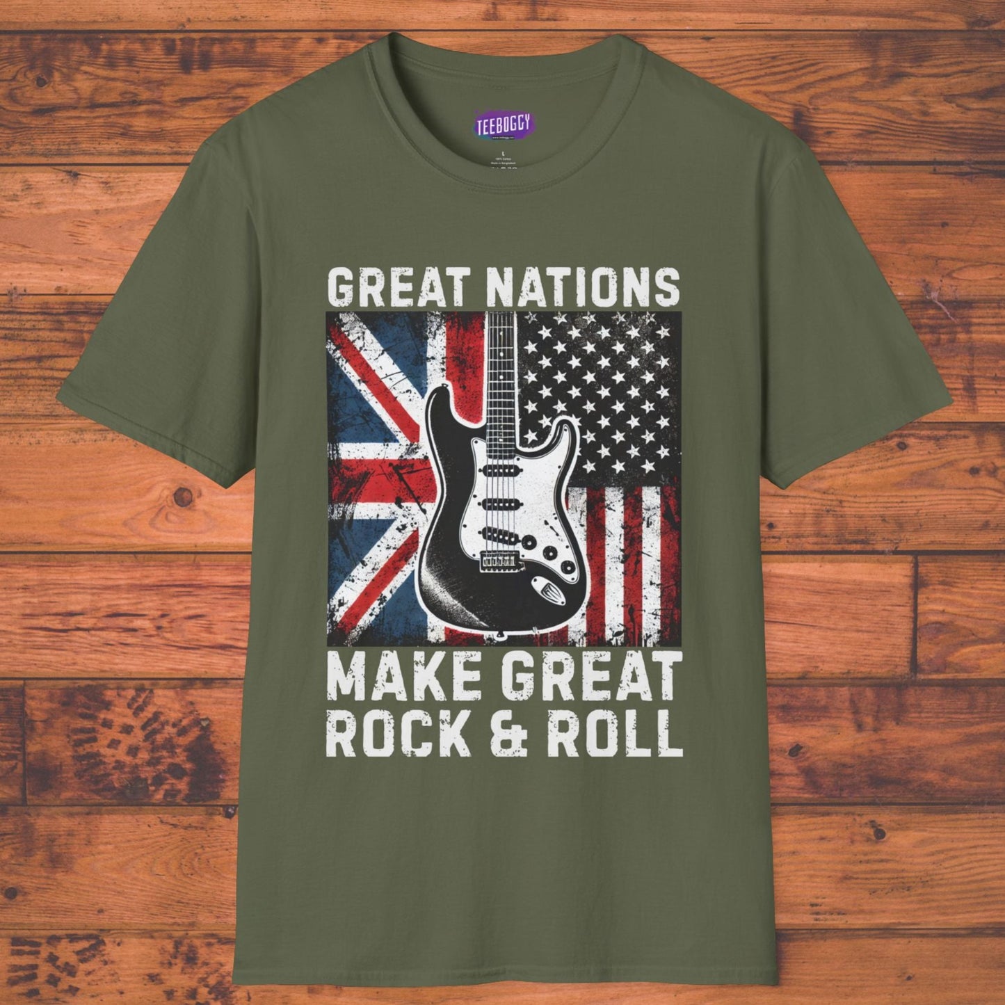 Graphic T-Shirt - UK & USA Flags - Great Nations Make Great Music