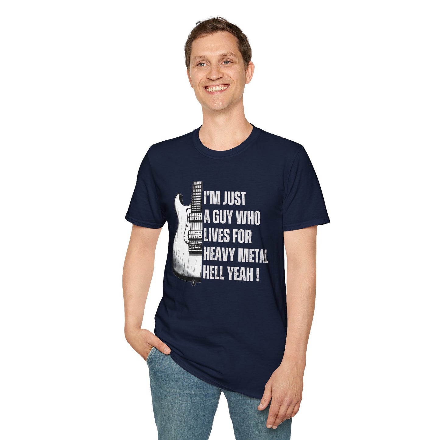 I'm Just A Guy Who Lives For Heavy Metal T-Shirt — Rock Guitar Graphic Tee
