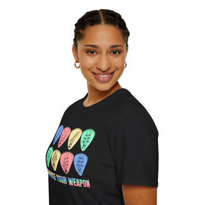 Guitar Plectrum T-Shirt - Choose Your Weapon