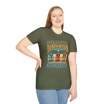 Guitar Pedals T-Shirt — "Overdrive and Distortion, Guitar Heaven"