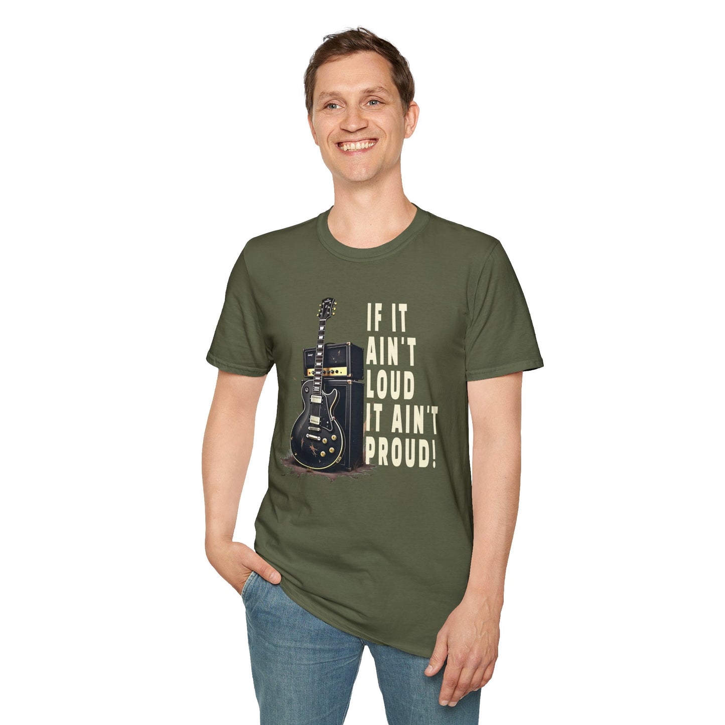 Guitar Amp Image and Slogan Unisex Softstyle T-Shirt