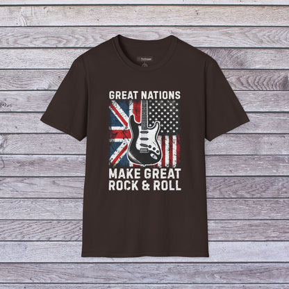 Great Nations Make Great Rock and Roll T-Shirt — USA & UK Flag Rock Tee