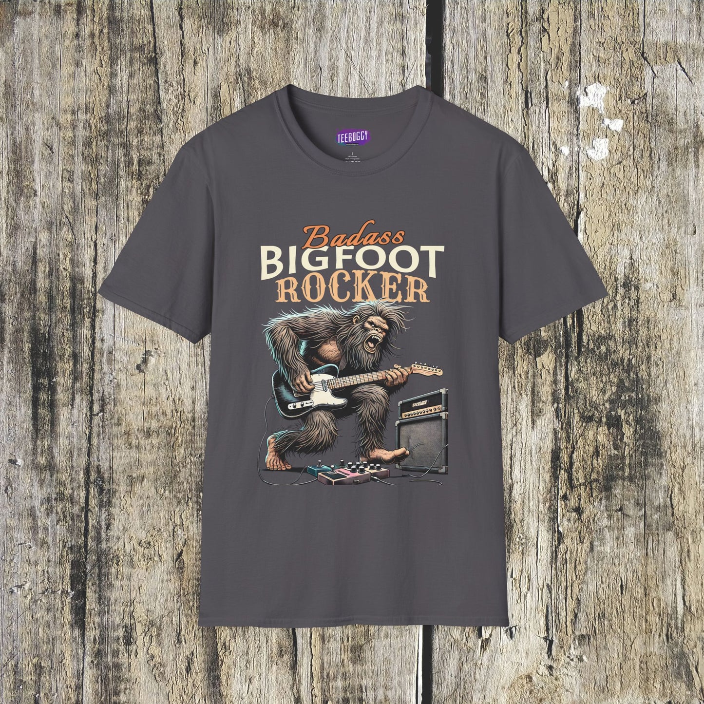 Sasquatch Rocker T-Shirt - Badass Bigfoot Guitar Tee