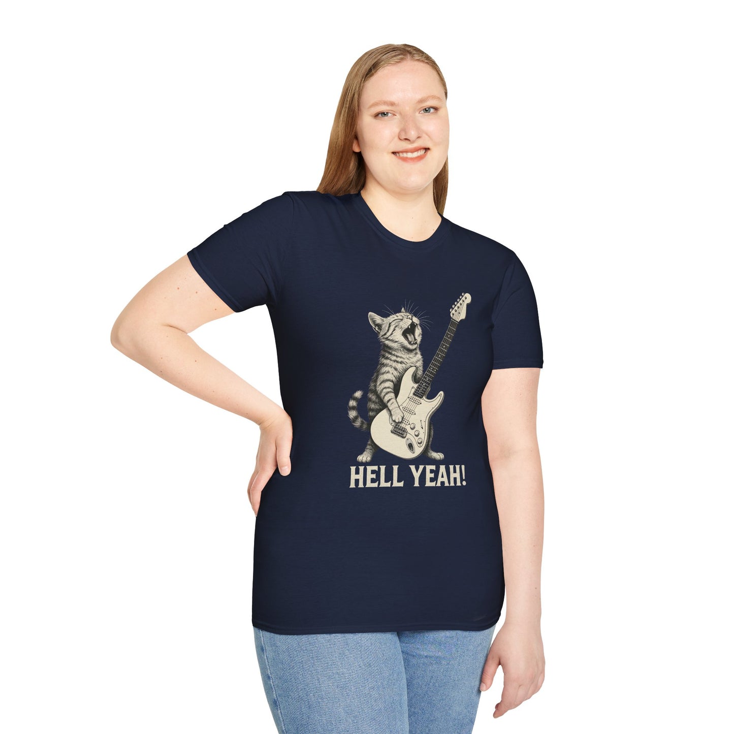 Cat Rocking-Out With Guitar, Hell Yeah!, T-Shirt.